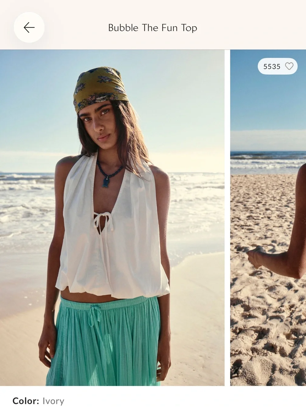 Free People Cream Halter Tie-Back Tank